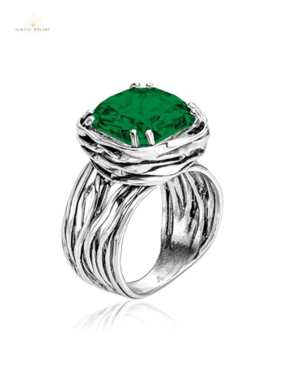 Genuine 925 Sterling Silver Statement Ring - Vintage Handcrafted Cushion Cut CZ
